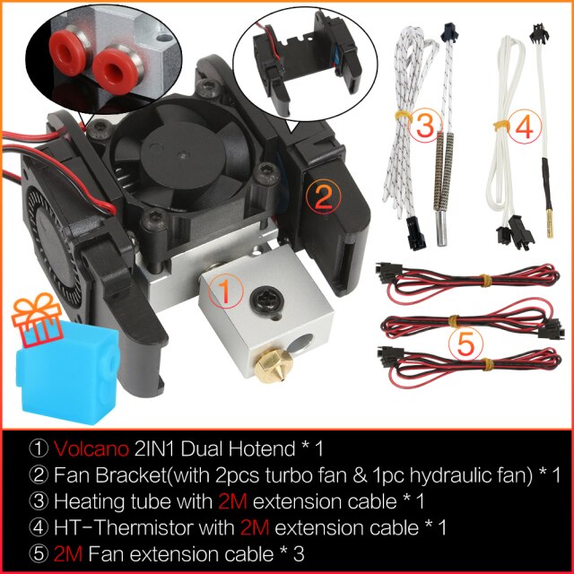 KIT HOTEND 2 EN 1 CON VENTILADOR (Plata) - Lerdge Official Store
