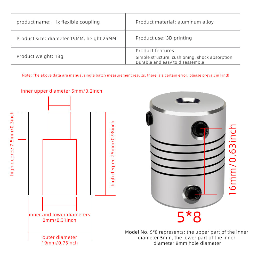 Acoplador de eje flexible Lerdge iX