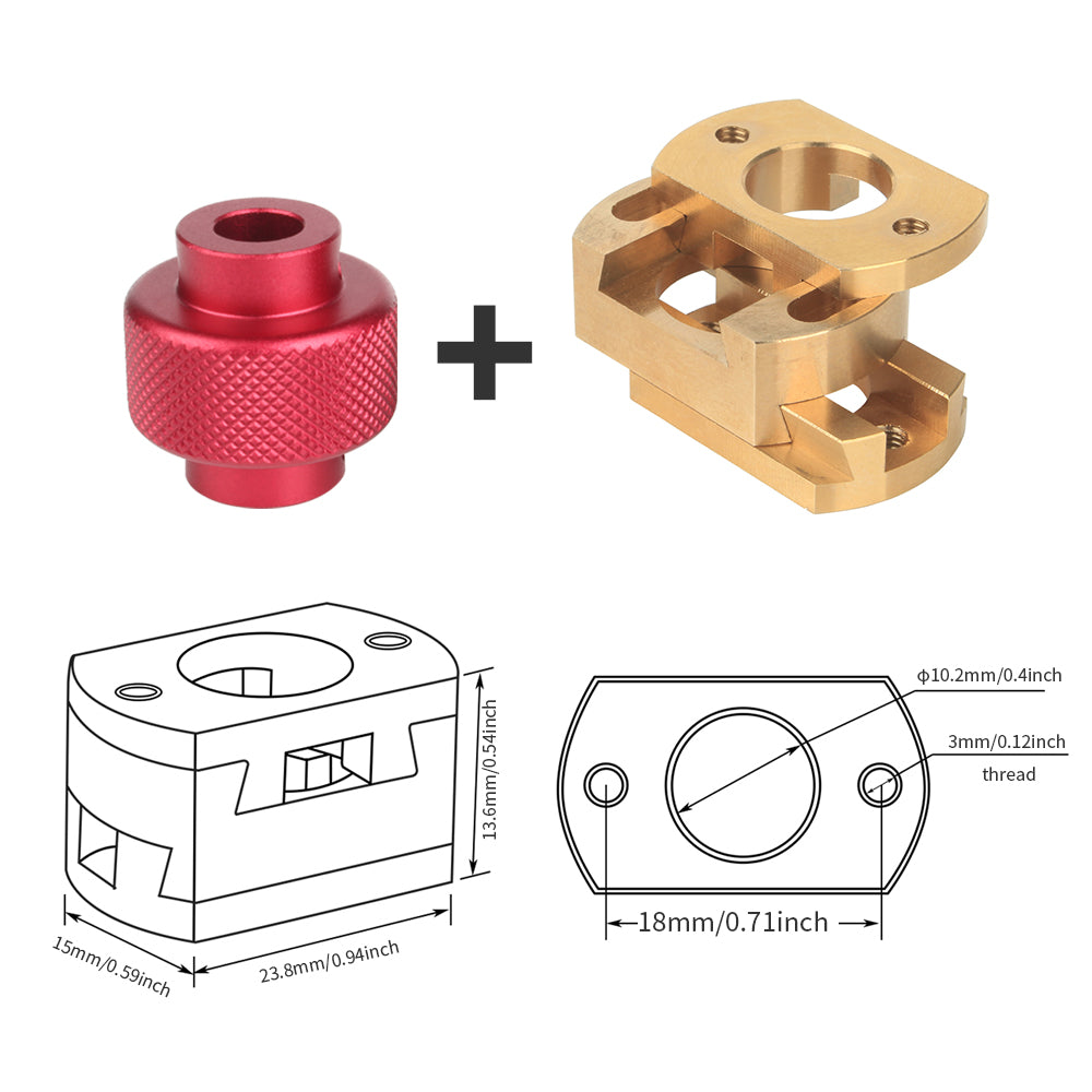 Accouplement moleté de l'axe Z